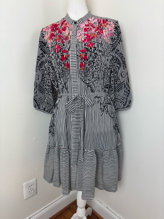 SALONI Dresses & Skirts - Saloni Tyra Silk Black and White Dress In Size 10 NWT